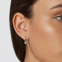 White Topaz Circle Charm In Silver -Fashion Accessories Store white topaz circle charm in silver medley jewellery earrings 39079906279654