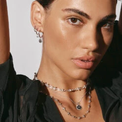 White Topaz Circle Charm In Silver -Fashion Accessories Store white topaz circle charm in silver medley jewellery earrings 39432937210086