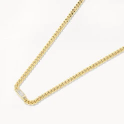 White Topaz Curb Chain Necklace In Gold -Fashion Accessories Store white topaz curb chain necklace in gold medley jewellery necklace 40459057397990