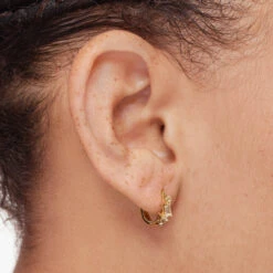 White Topaz Fancy Cut Huggies In Gold -Fashion Accessories Store white topaz fancy cut huggies in gold medley jewellery earrings 42638494564582