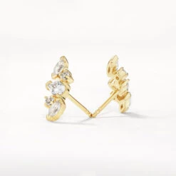 White Topaz Fancy Cut Stud Earrings In Gold -Fashion Accessories Store white topaz fancy cut stud earrings in gold medley jewellery earrings 42638484537574
