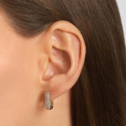 White Topaz Mini Pave Paperclip Earrings In Gold -Fashion Accessories Store white topaz mini pave paperclip earrings in gold medley earrings 39747401548006