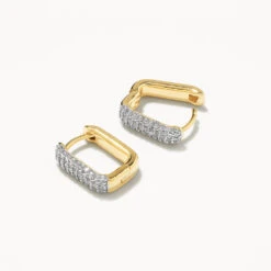White Topaz Mini Pave Paperclip Earrings In Gold -Fashion Accessories Store white topaz mini pave paperclip earrings in gold medley earrings 39747401679078
