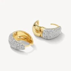 White Topaz Pave Dome Huggies In Gold 11 White Topaz Pave Dome Huggies In Gold -Fashion Accessories Store white topaz pave dome huggies in gold medley jewellery earrings 39932644327654