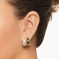 White Topaz Pave Dome Huggies In Gold 13 White Topaz Pave Dome Huggies In Gold -Fashion Accessories Store white topaz pave dome huggies in gold medley jewellery earrings 39933087678694