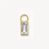 White Topaz Rectangle Charm In 10k Gold