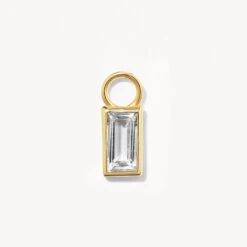 White Topaz Rectangle Charm In 10k Gold