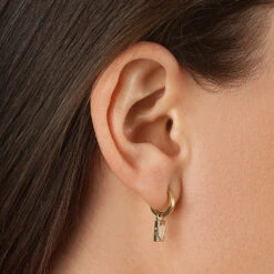 White Topaz Rectangle Charm In 10k Gold -Fashion Accessories Store white topaz rectangle charm in 10k gold medley jewellery earrings 39079902347494