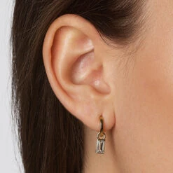 White Topaz Rectangle Charm In 10k Gold -Fashion Accessories Store white topaz rectangle charm in 10k gold medley jewellery earrings 39089350508774