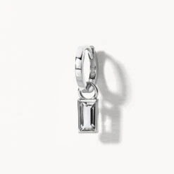 White Topaz Rectangle Charm In Silver -Fashion Accessories Store white topaz rectangle charm in silver medley jewellery earrings 39071768183014
