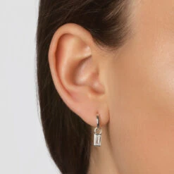 White Topaz Rectangle Charm In Silver -Fashion Accessories Store white topaz rectangle charm in silver medley jewellery earrings 39079898644710