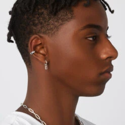 White Topaz Rectangle Charm In Silver -Fashion Accessories Store white topaz rectangle charm in silver medley jewellery earrings 39144388067558