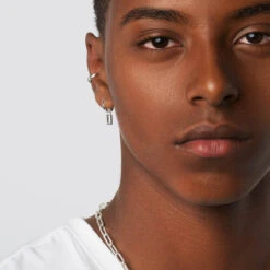 White Topaz Rectangle Charm In Silver -Fashion Accessories Store white topaz rectangle charm in silver medley jewellery earrings 39144389247206