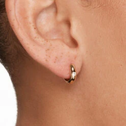 White Topaz Round Curve Huggies In Gold -Fashion Accessories Store white topaz round curve huggies in gold medley jewellery earrings 41823893946598