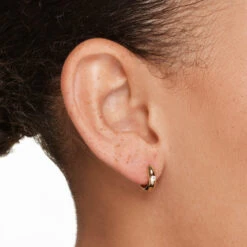 White Topaz Round Curve Huggies In Gold -Fashion Accessories Store white topaz round curve huggies in gold medley jewellery earrings 41823893979366