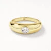 White Topaz Round Curve Pinky Ring In Gold