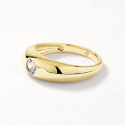 White Topaz Round Curve Pinky Ring In Gold -Fashion Accessories Store white topaz round curve pinky ring in gold medley jewellery ring 41810489442534