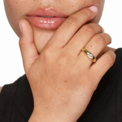 White Topaz Round Curve Pinky Ring In Gold -Fashion Accessories Store white topaz round curve pinky ring in gold medley jewellery ring 41823765922022