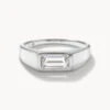 White Topaz Signet Pinky Ring In Silver
