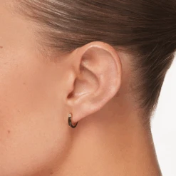 White Topaz Stud Huggies In Gold -Fashion Accessories Store white topaz stud huggies in gold medley jewellery earrings 40466669404390