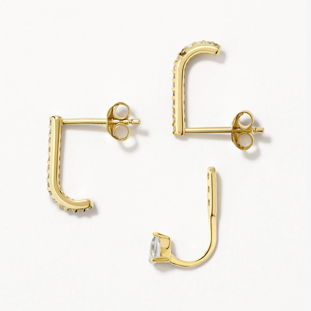 White Topaz Suspender Jacket Earrings In Gold 5 White Topaz Suspender Jacket Earrings In Gold - Image 5