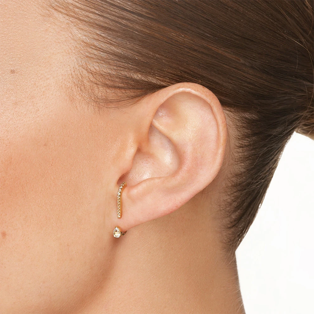 White Topaz Suspender Jacket Earrings In Gold 2 White Topaz Suspender Jacket Earrings In Gold - Image 2