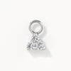 White Topaz Trio Charm In Silver