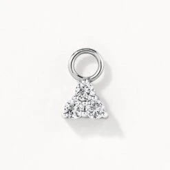 White Topaz Trio Charm In Silver