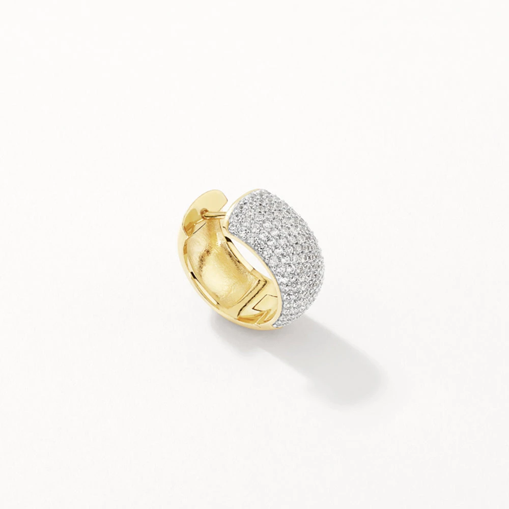 White Zircon Chunky Curve Huggies In Gold 5 White Zircon Chunky Curve Huggies In Gold - Image 5