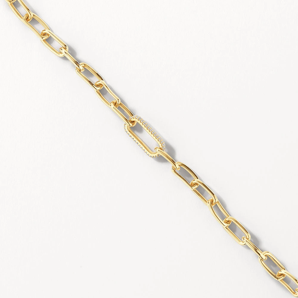 White Zircon Pave Link Paperclip Chain In Gold 5 White Zircon Pave Link Paperclip Chain In Gold - Image 5