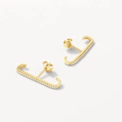 White Zircon Pave Suspender Stud Earrings In Gold -Fashion Accessories Store white zircon pave suspender stud earrings in gold medley jewellery earrings 41811248054502