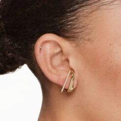 White Zircon Pave Suspender Stud Earrings In Gold -Fashion Accessories Store white zircon pave suspender stud earrings in gold medley jewellery earrings 41824240697574