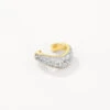 White Zircon Pave Wave Ear Cuff In Gold