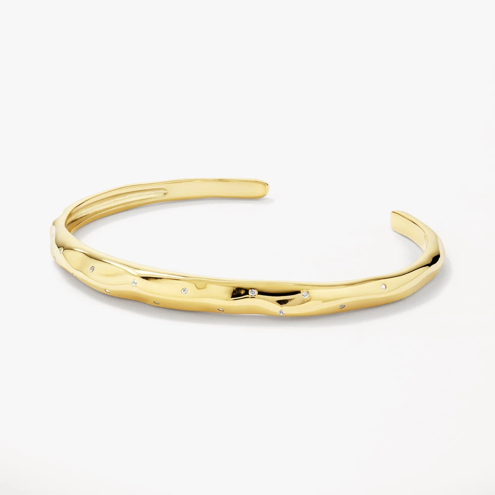 White Zircon Polka Dot Bangle In Gold 3 White Zircon Polka Dot Bangle In Gold - Image 3