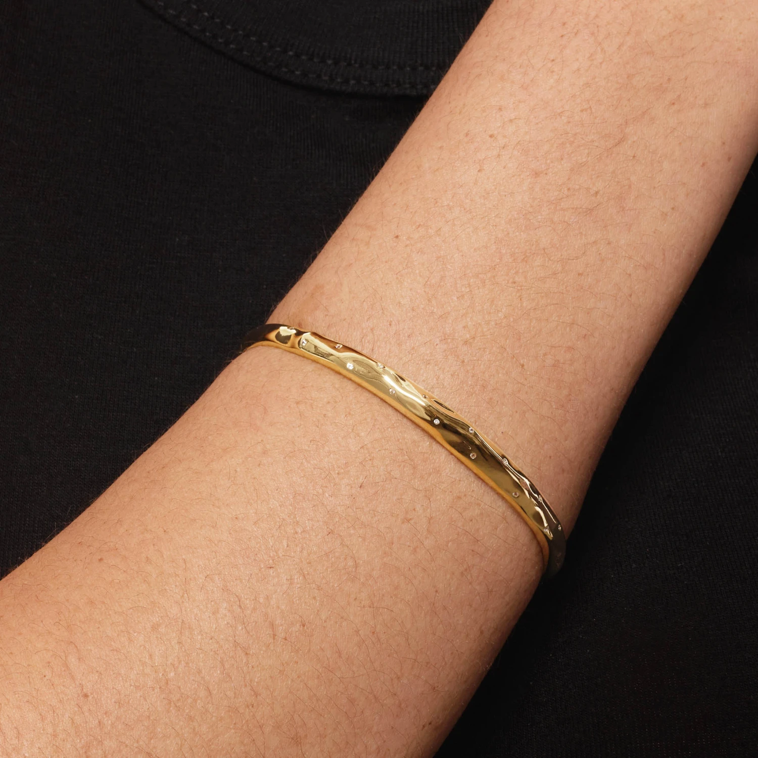 White Zircon Polka Dot Bangle In Gold 2 White Zircon Polka Dot Bangle In Gold - Image 2