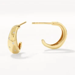 White Zircon Polka Dot Hoops In Gold