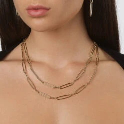 Wire Paperclip Chain Necklace In Gold -Fashion Accessories Store wire paperclip chain necklace in gold medley jewellery necklace 39079877771494