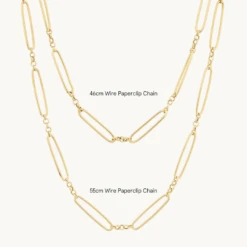 Wire Paperclip Chain Necklace In Gold -Fashion Accessories Store wire paperclip chain necklace in gold medley jewellery necklace 39080644804838