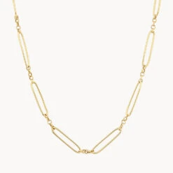 Wire Paperclip Chain Necklace In Gold