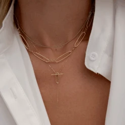 Wire Paperclip Chain Necklace In Gold -Fashion Accessories Store wire paperclip chain necklace in gold medley jewellery necklace 39704425693414