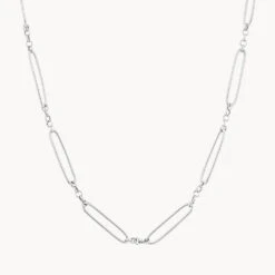 Wire Paperclip Chain Necklace In Silver