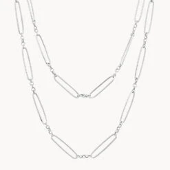 Wire Paperclip Chain Necklace In Silver -Fashion Accessories Store wire paperclip chain necklace in silver medley jewellery necklace 40445476405478