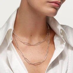 Wire Paperclip Chain Necklace In Silver -Fashion Accessories Store wire paperclip chain necklace in silver medley jewellery necklace 40461321371878