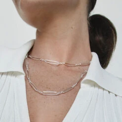 Wire Paperclip Chain Necklace In Silver -Fashion Accessories Store wire paperclip chain necklace in silver medley jewellery necklace 40461706461414